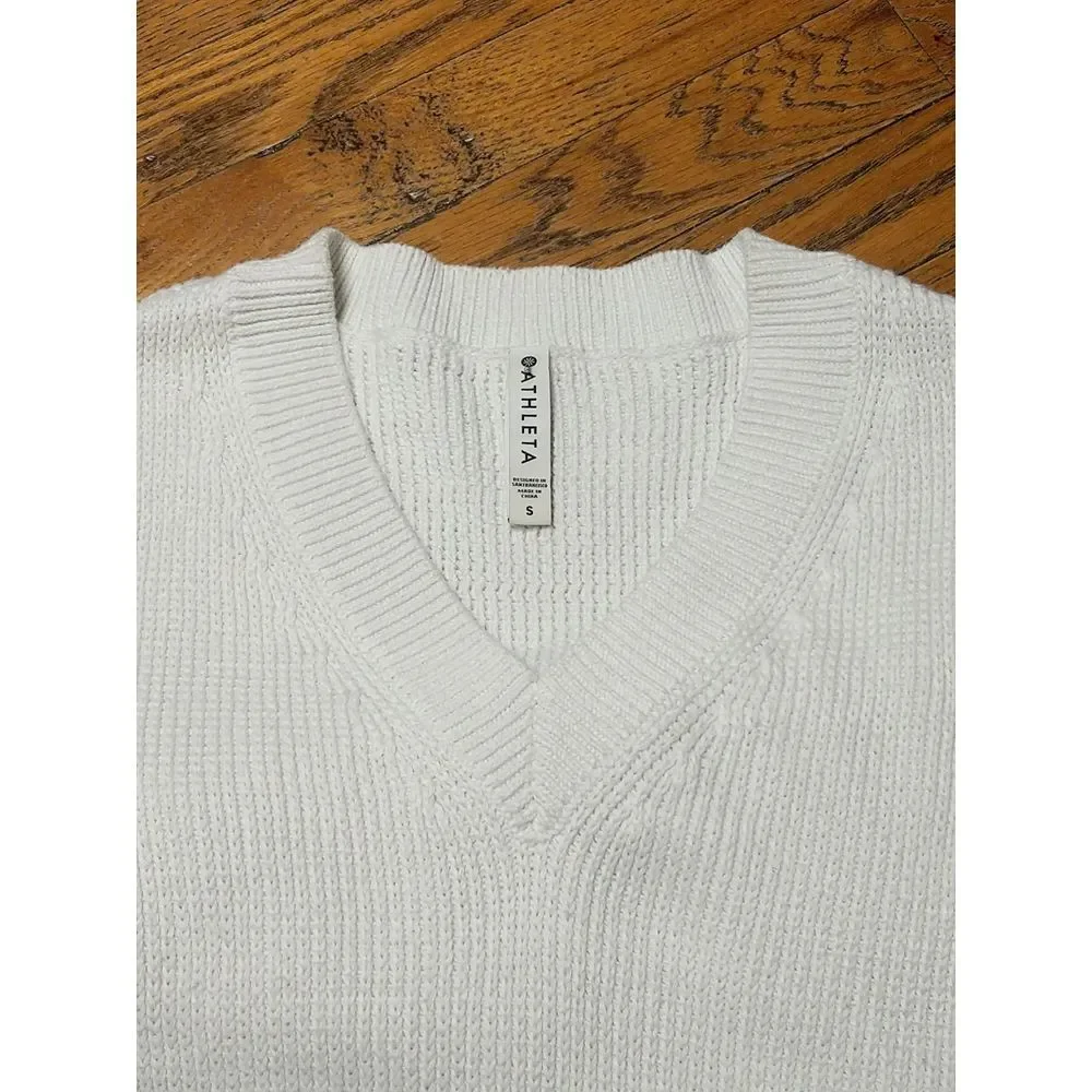 Athleta Teton‎ Vneck Chunky Knit Sweater Small Grey